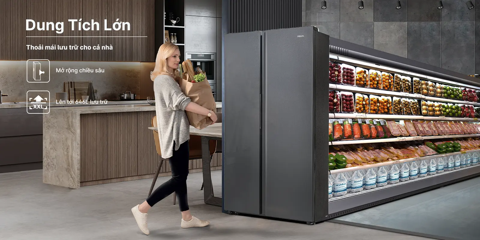 Tủ lạnh Aqua inverter 646L AQR-S682XA(BL)